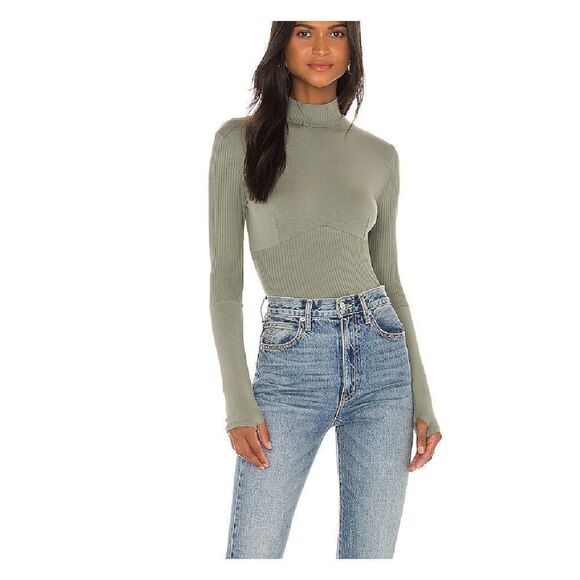 ONLY HEARTS Corset Tee in‎ Olive Sz S - Picture 1 of 4